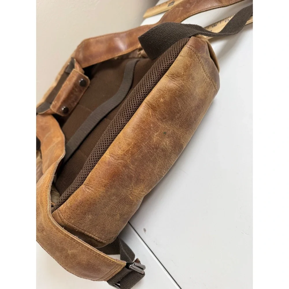 Brown Leather Multi Pocket Backpack Rucksack Laptop Sleeve Mens Bag